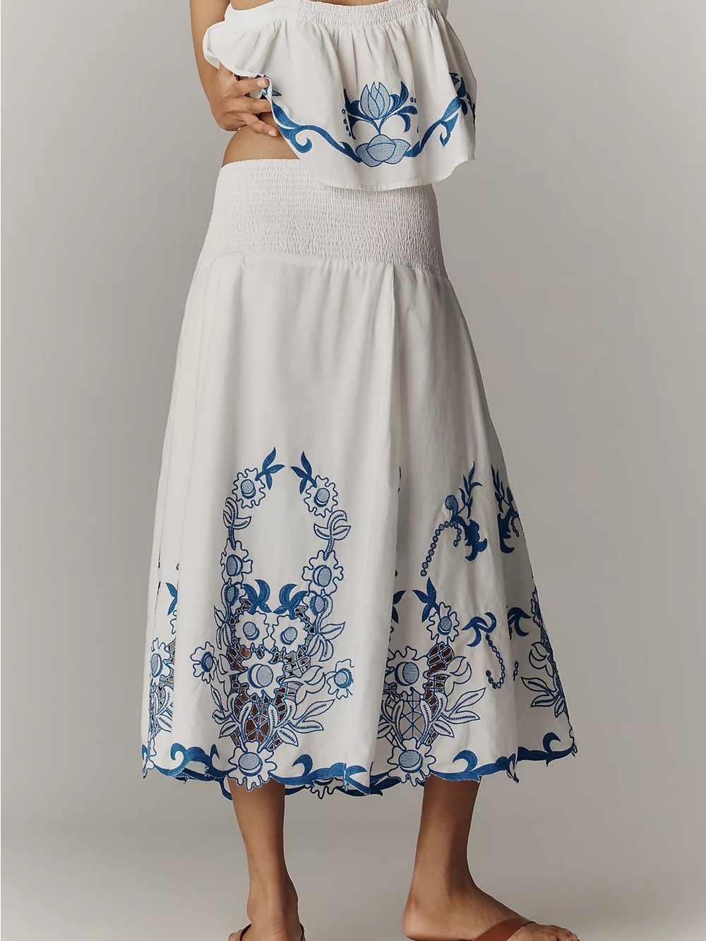 Anthropologie Size 3X Plus 100% Cotton Cutwork Midi White Skirt